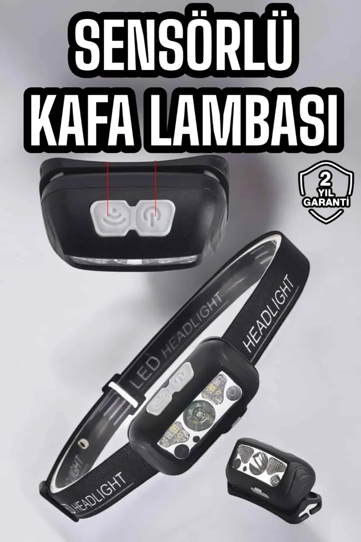 Kafa Lambası Kamp Lambası Sensörlü Şarjlı Ayarlanabilir