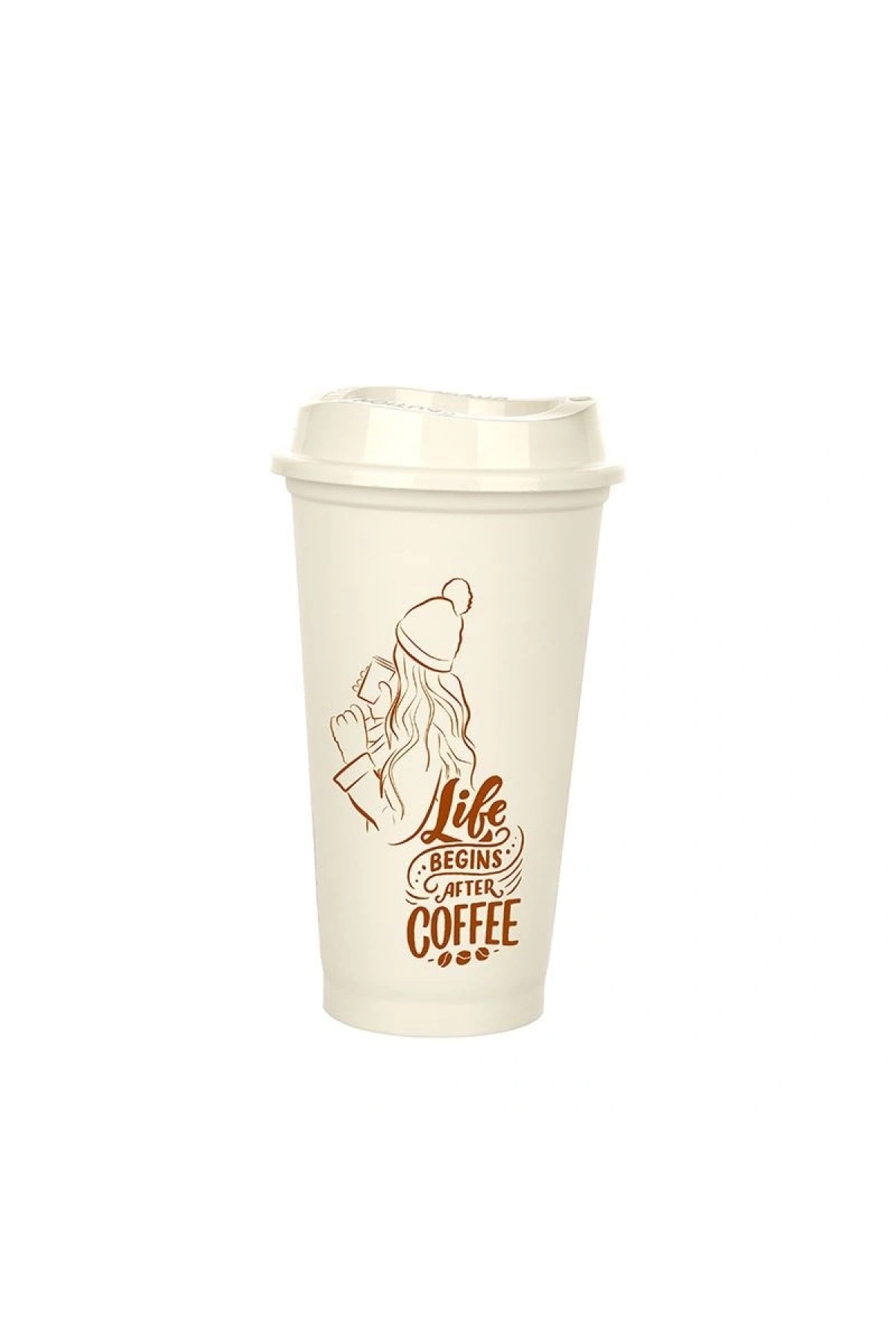 Kahve Bardağı - Kapaklı Krem 473 ml