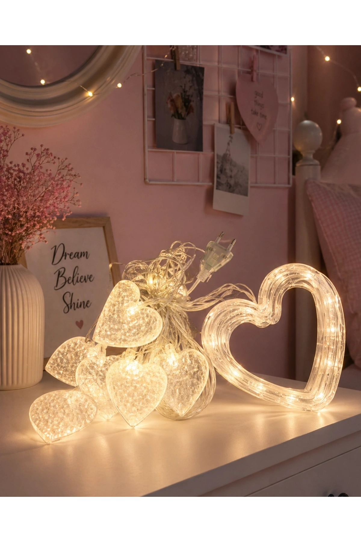 Kalp Figürlü LED Neon Dekor Işığı Romantik Ortam Aydınlatması