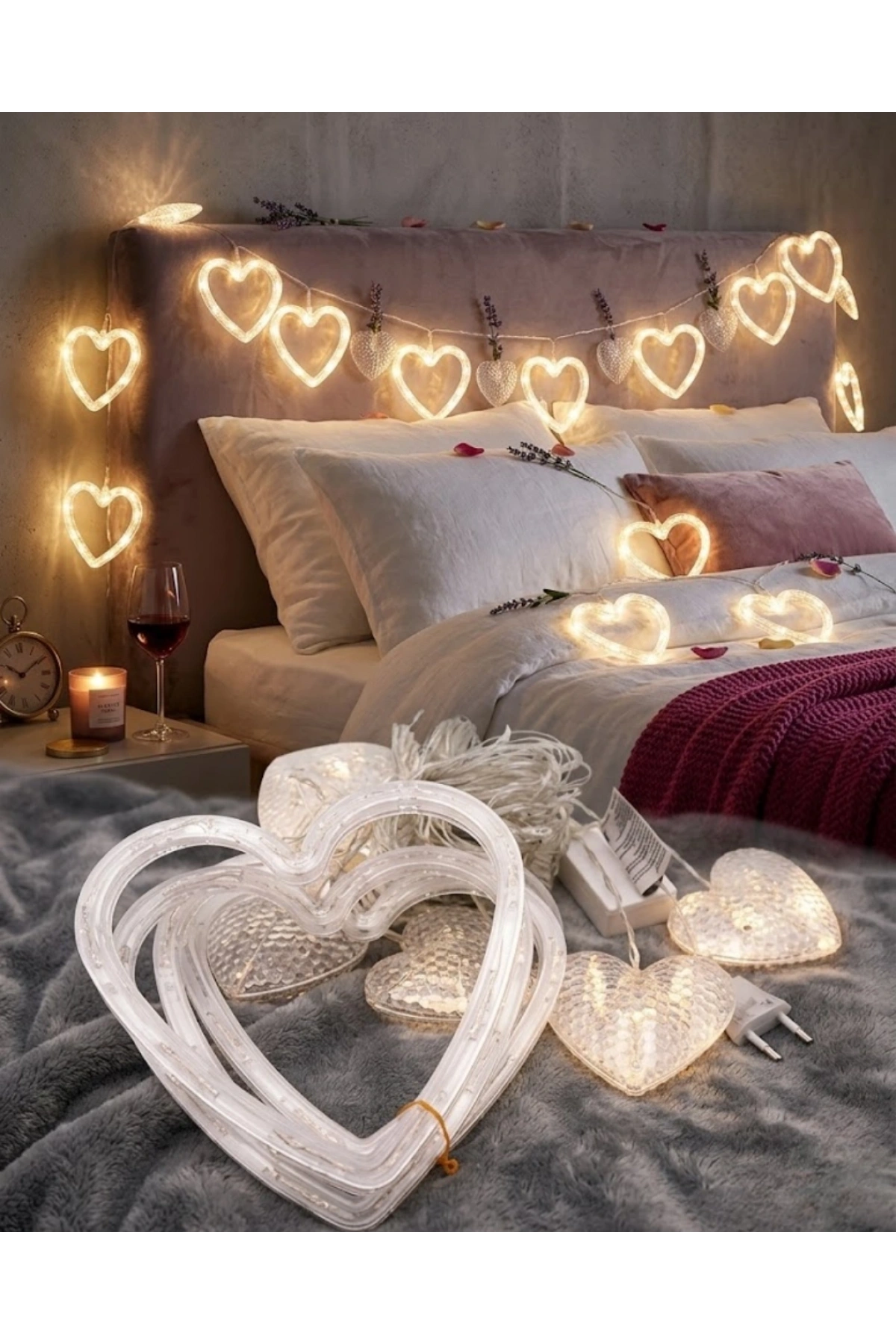 Kalp Şeklinde LED Neon Işık Dekoratif Romantik Oda ve Duvar Lambası