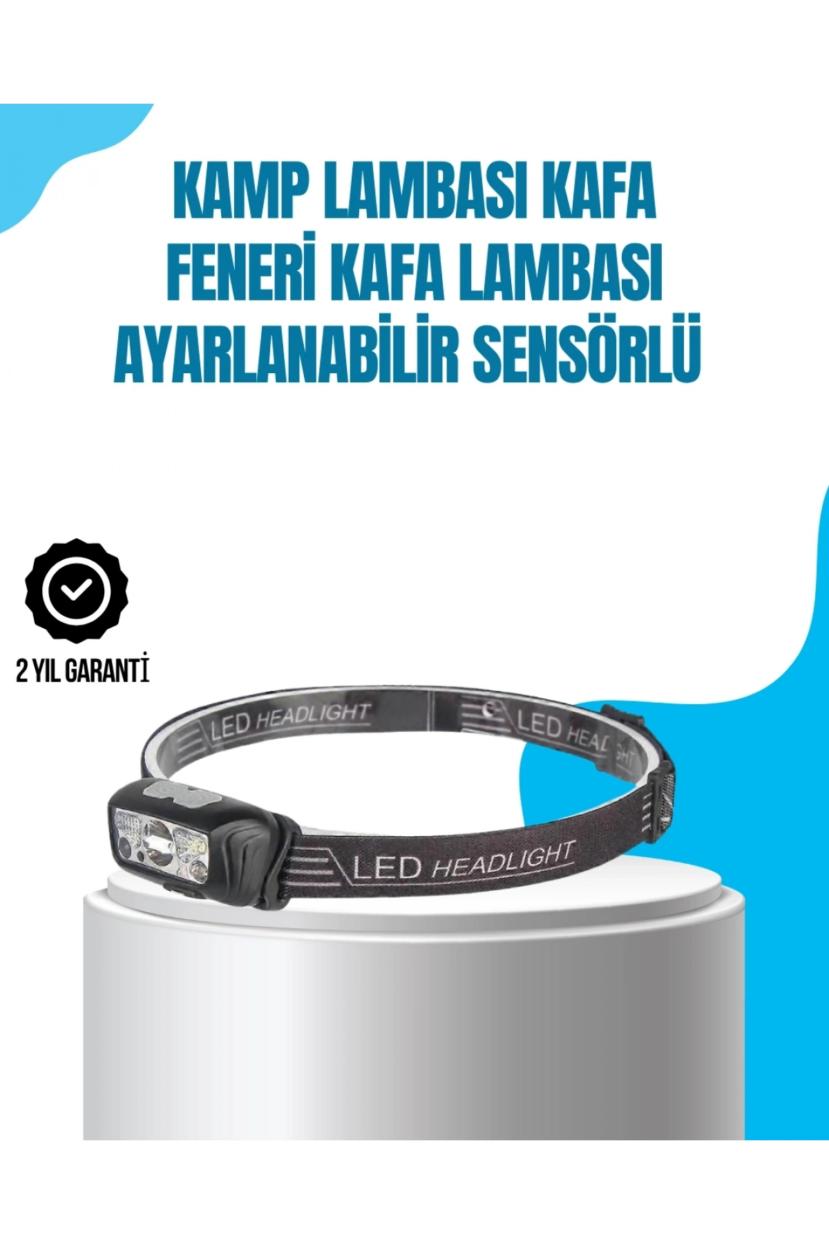 Kamp Lambası Kafa Feneri Kafa Lambası Ayarlanabilir Sensörlü Şarjlı