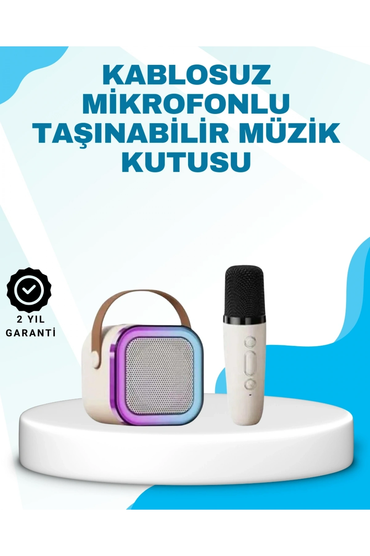 Karaoke Mikrofon Hoparlör Seti Bluetooth Kablosuz Taşınabilir