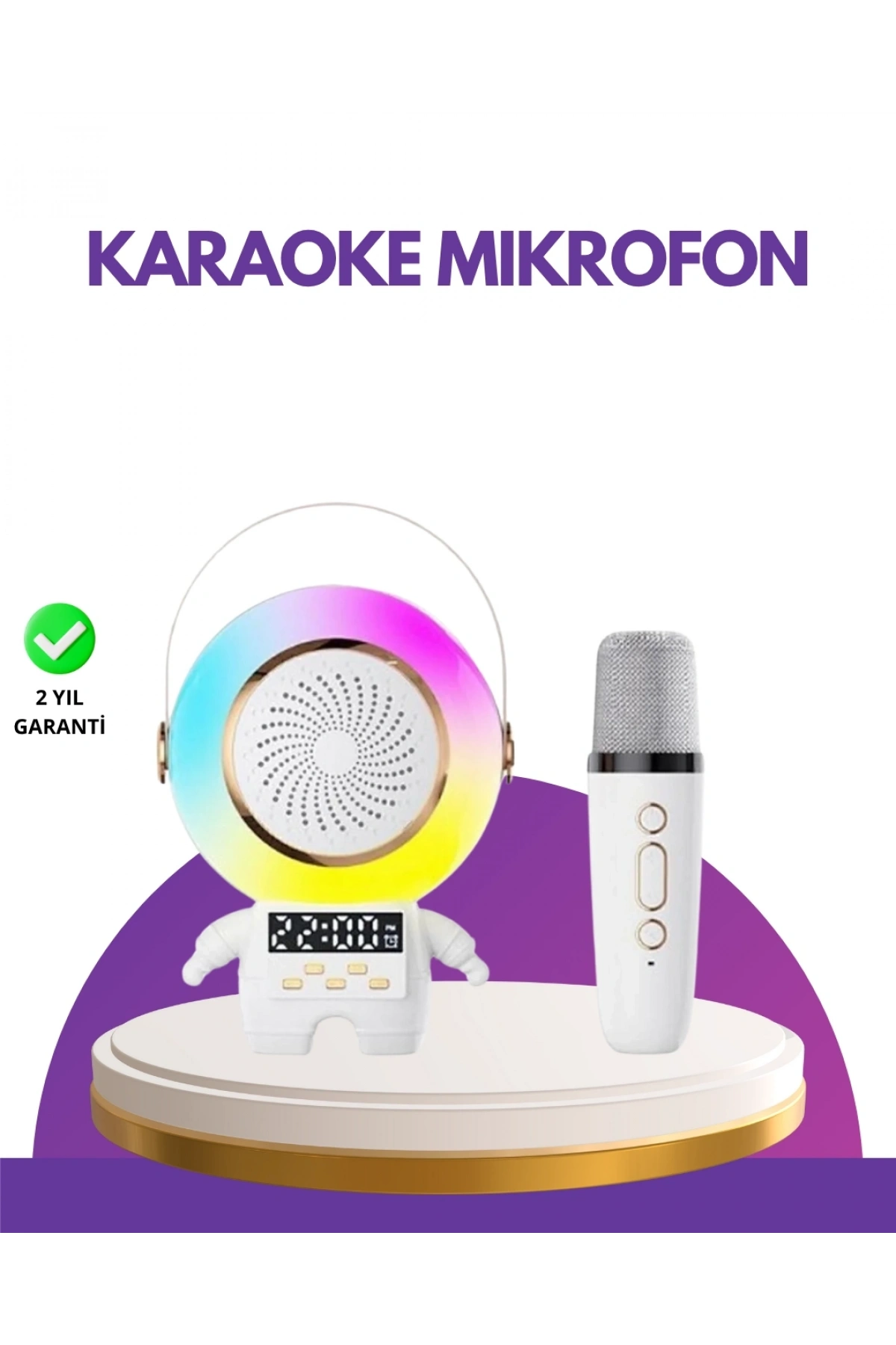 Karaoke Özellikli Astronot Bluetooth Hoparlör Kablosuz Mikrofonlu
