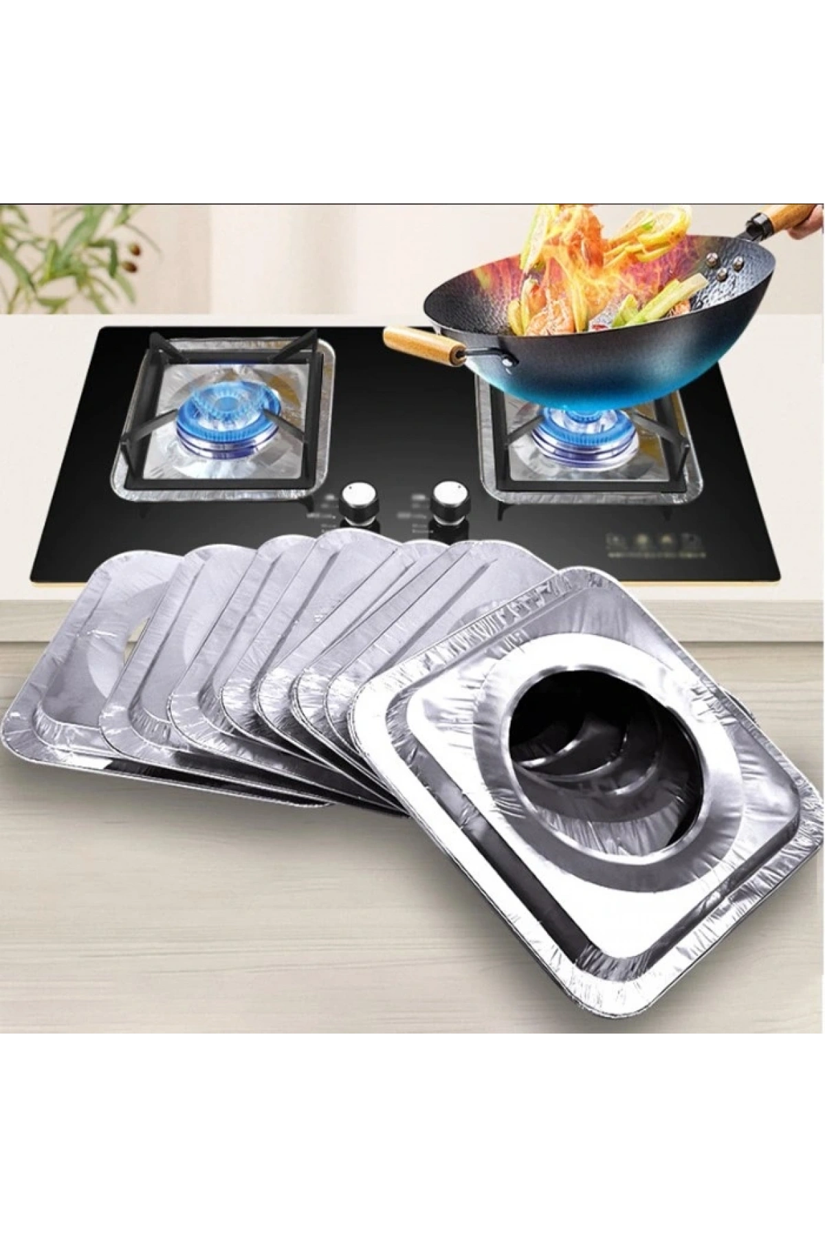 Kare Ocak Üstü Yağ Koruyucu Alüminyum Levha 23*23 cm 10 Adet (5047)