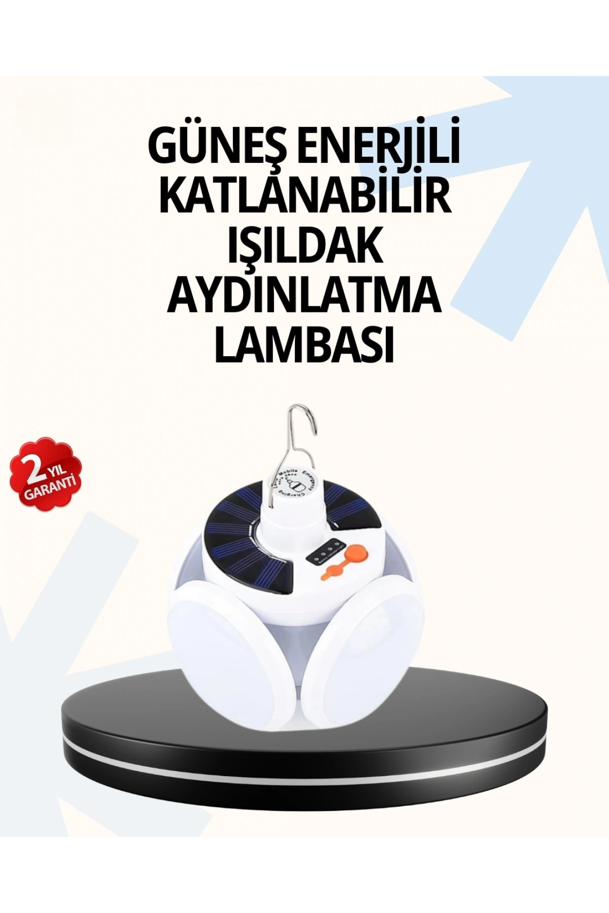Katlanabilir 5 Kanatlı Solar LED Bahçe ve Kamp Lambası