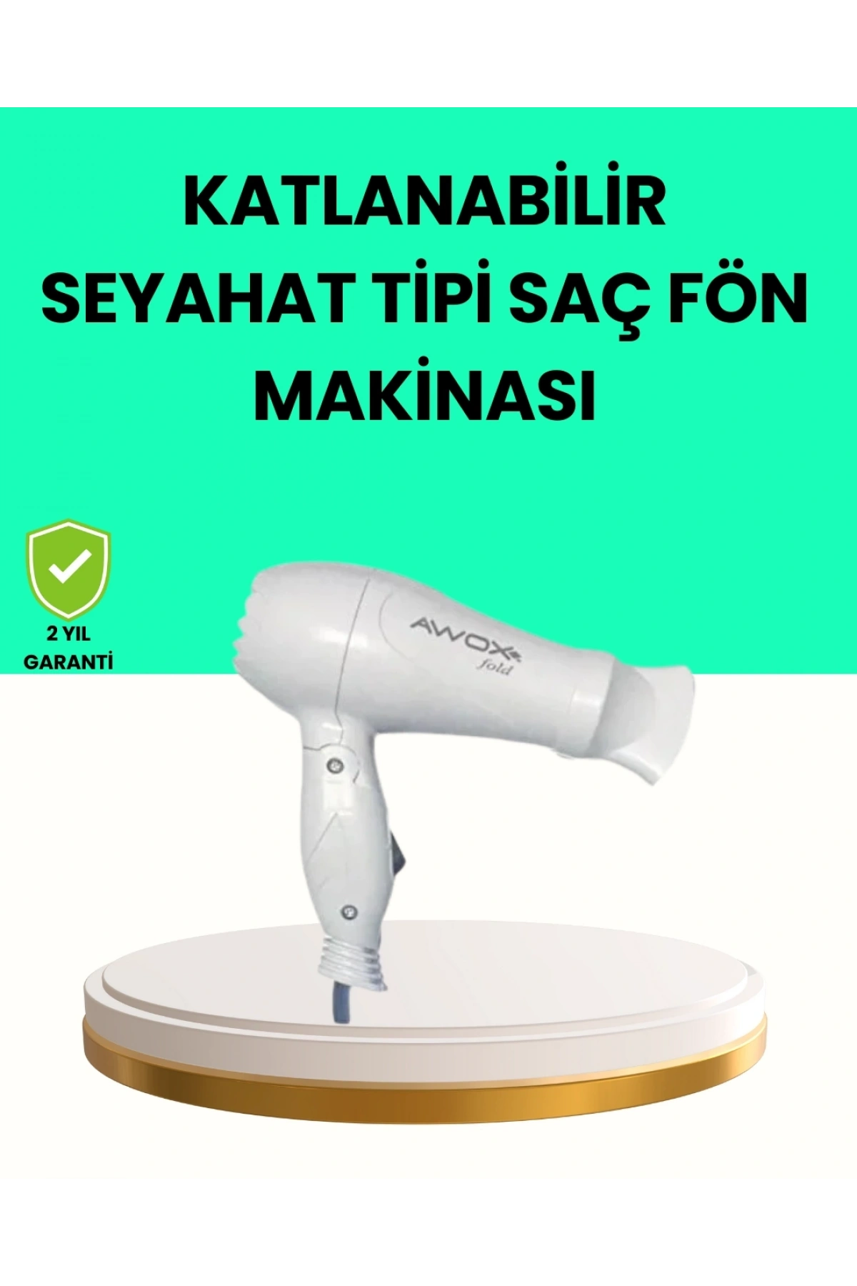 Katlanabilir Seyahat Tipi Saç Kurutma Makinesi Çift Kademeli Ayar