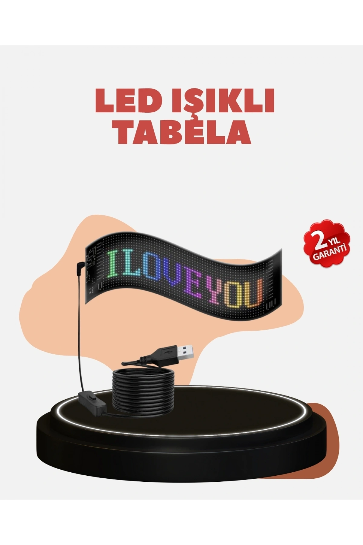 Kayan Yazı Destekli RGB LED Reklam Paneli USB ile Kolay Kurulumlu