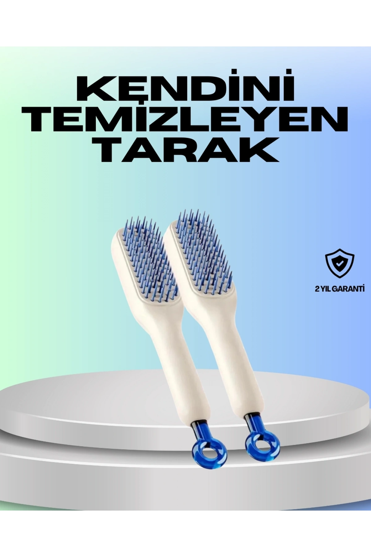 Kendini Temizleyen Ergonomik Saç Tarağı – ABS Gövde, Silikon Diş