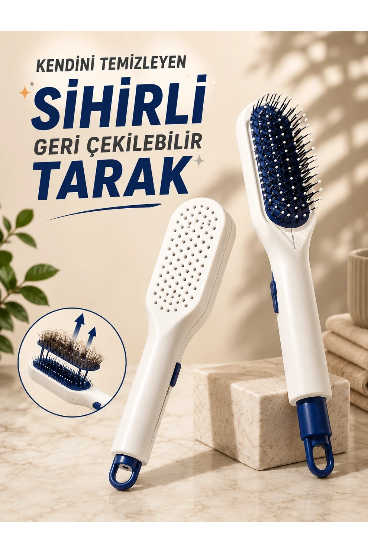 KENDİNİ TEMİZLEYEN SİHİRLİ GERİ ÇEKİLEBİLİR TARAK