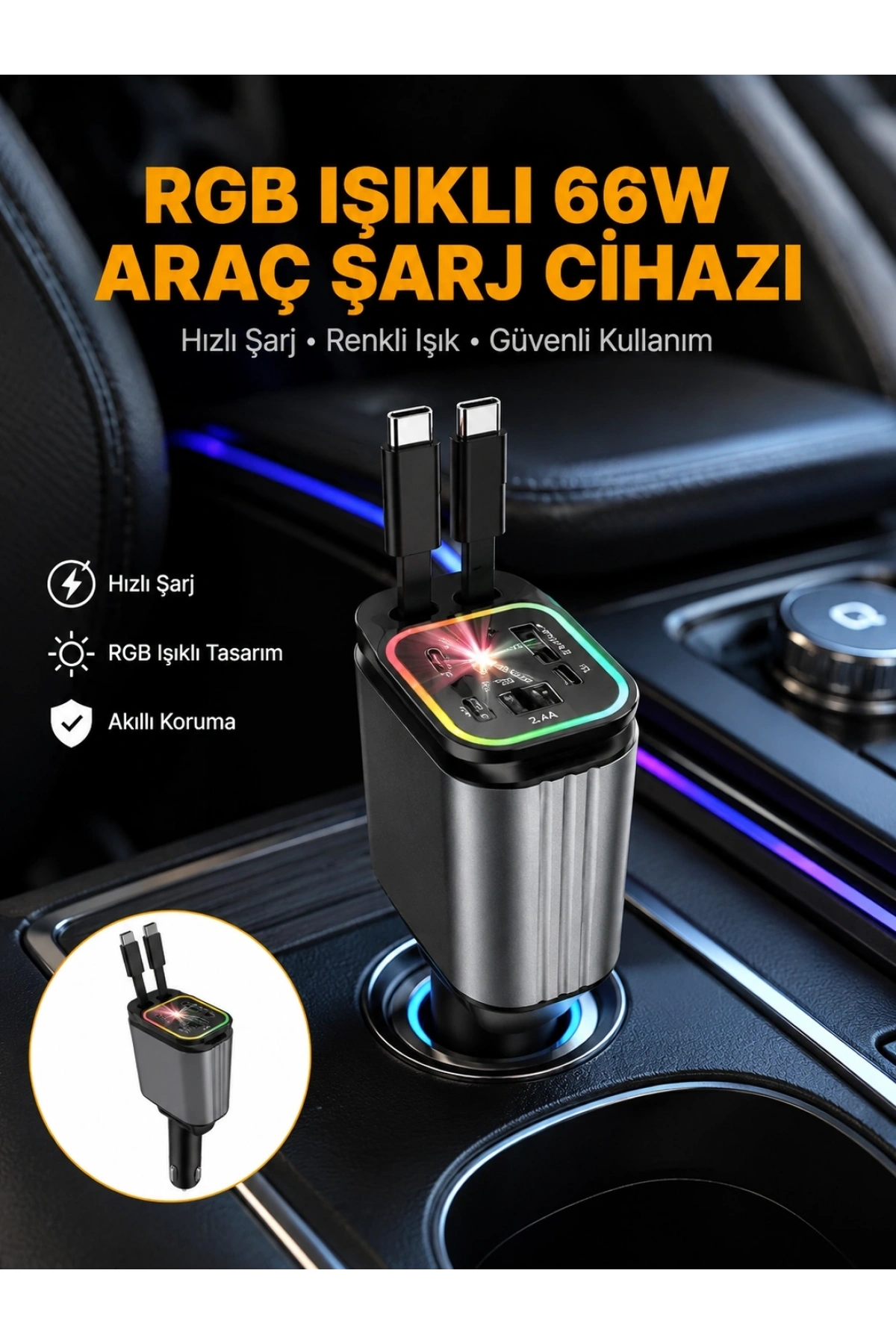 Kia, Seat, Mazda, Mitsubishi Araçlar için Çok Fonksiyonlu Araç Şarj Adaptörü