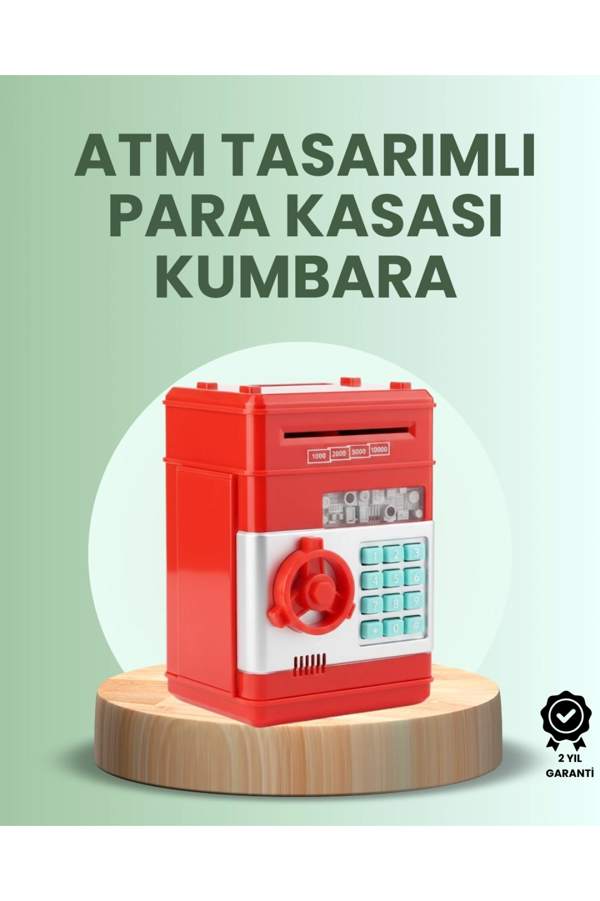Kırmızı ATM Kasa Tipi Para Biriktirme Kumbarası