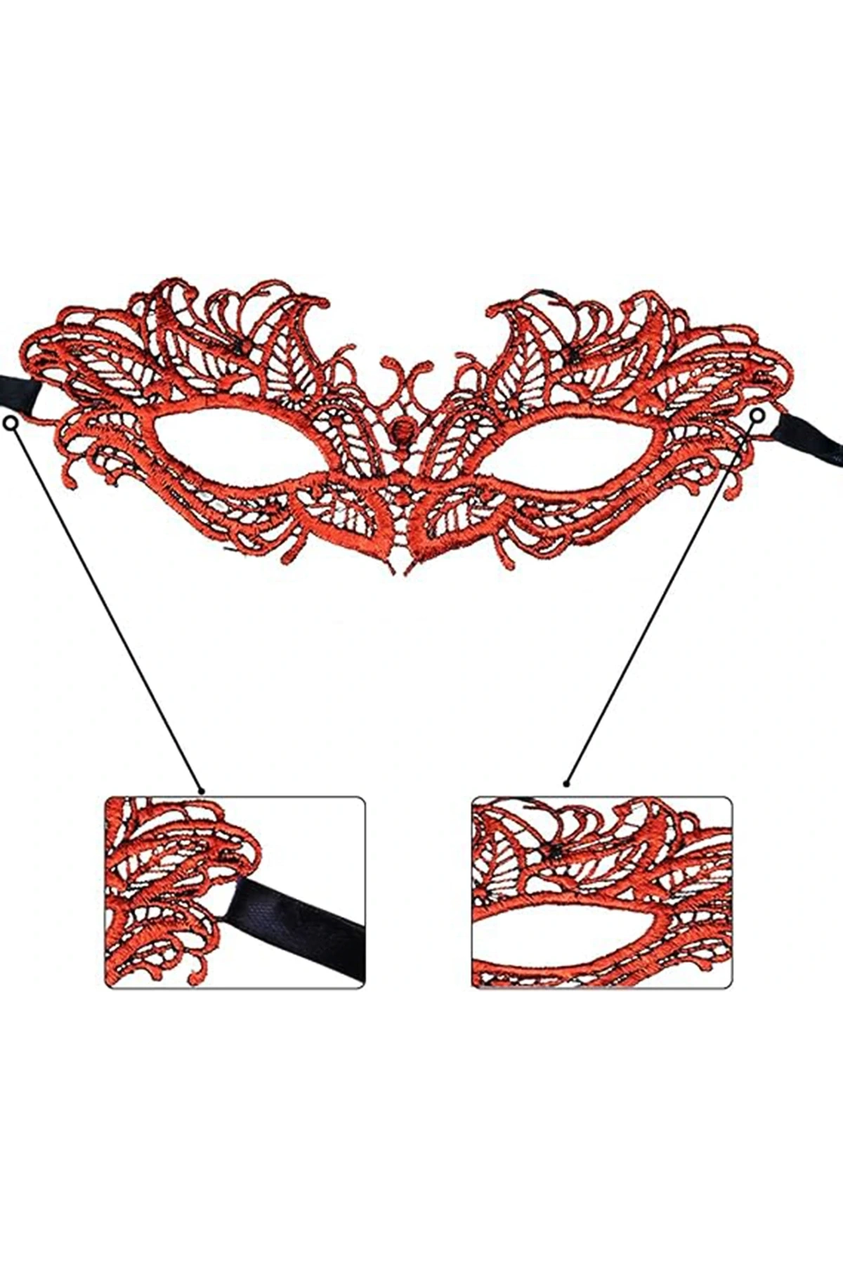 Kırmızı Dantel Masquerade Maskesi 5 No (5047)