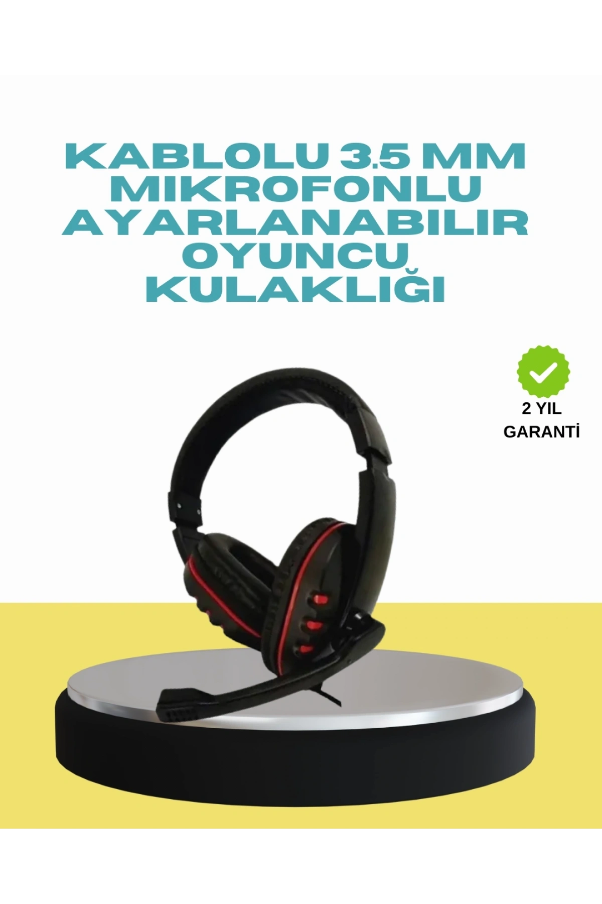Kırmızı Işıklı Oyun Kulaklığı Kablolu Mikrofonlu Profesyonel