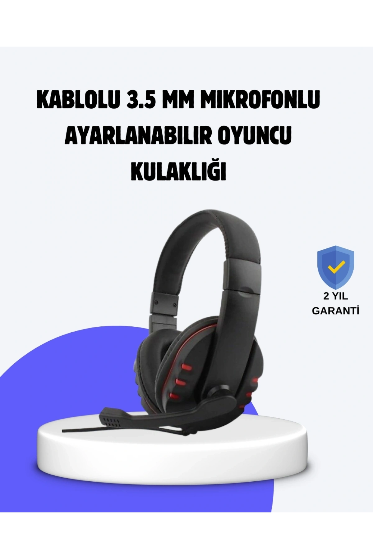 Kırmızı Kulaklık Mikrofonlu Ayarlanabilir Konforlu Tasarımlı