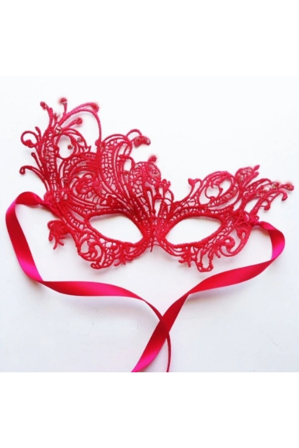Kırmızı Renk Dantel Örgü İşlemeli Parti Maskesi Model 1 (5047)