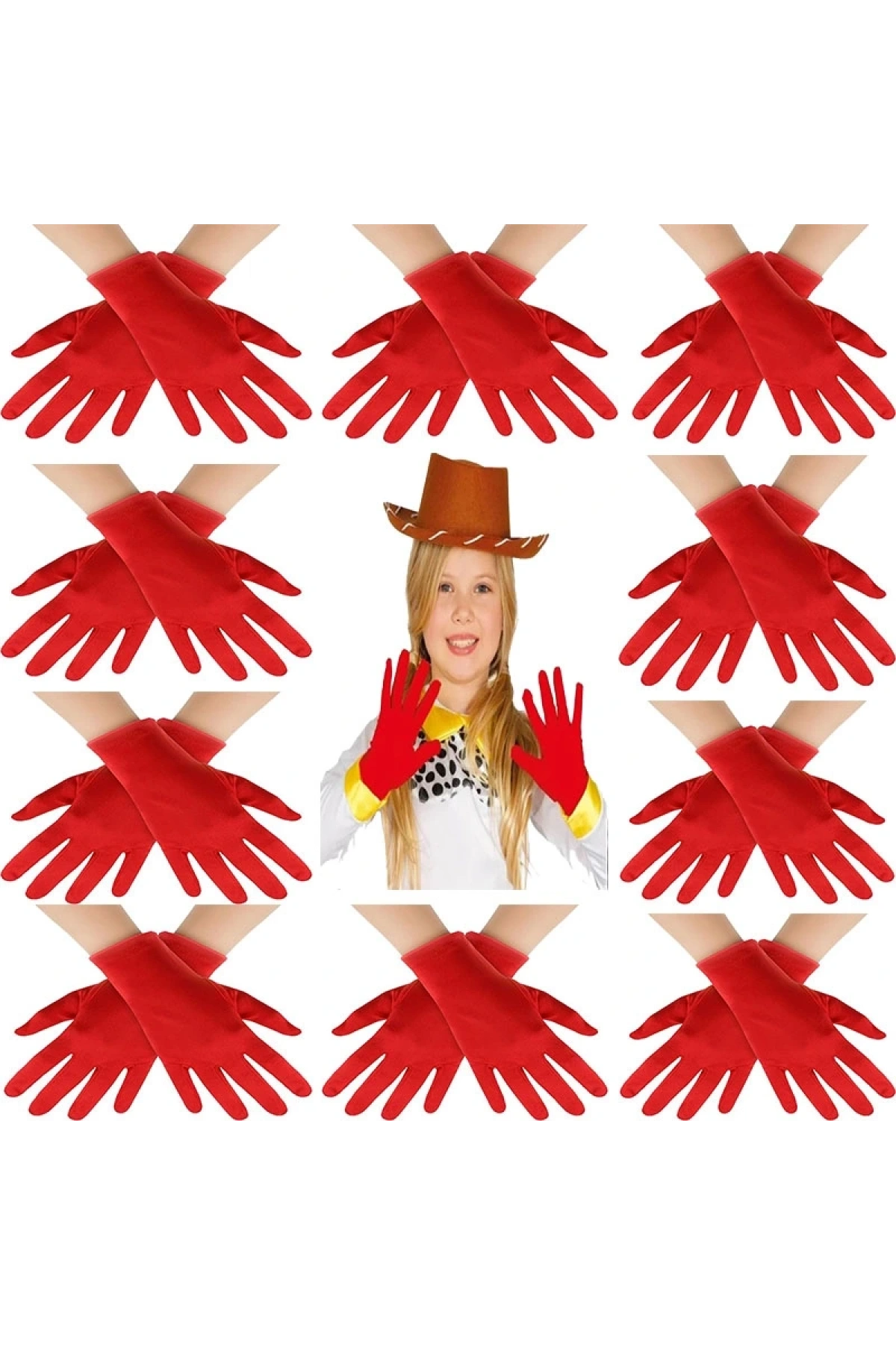 Kırmızı Renk Likralı 23 Nisan 29 Ekim 19 Mayıs Gösteri Bando Eldiveni 10 Çift ( 20 Adet ) (5047)