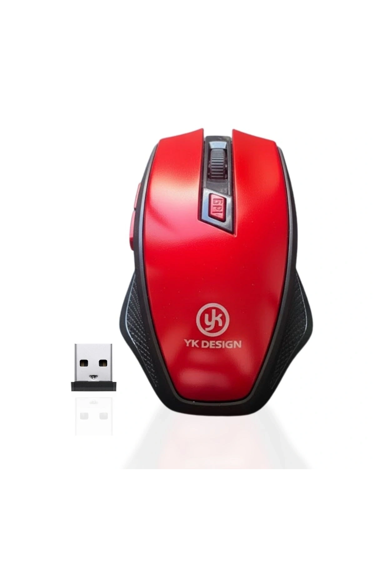 Kırmızı Renkli Baş Parmak Destekli Ergonomik Sessiz Kablosuz Mouse – USB Alıcılı, Ofis ve Oyun İçin Konforlu Bilgisayar Faresi MS6300 (5047)