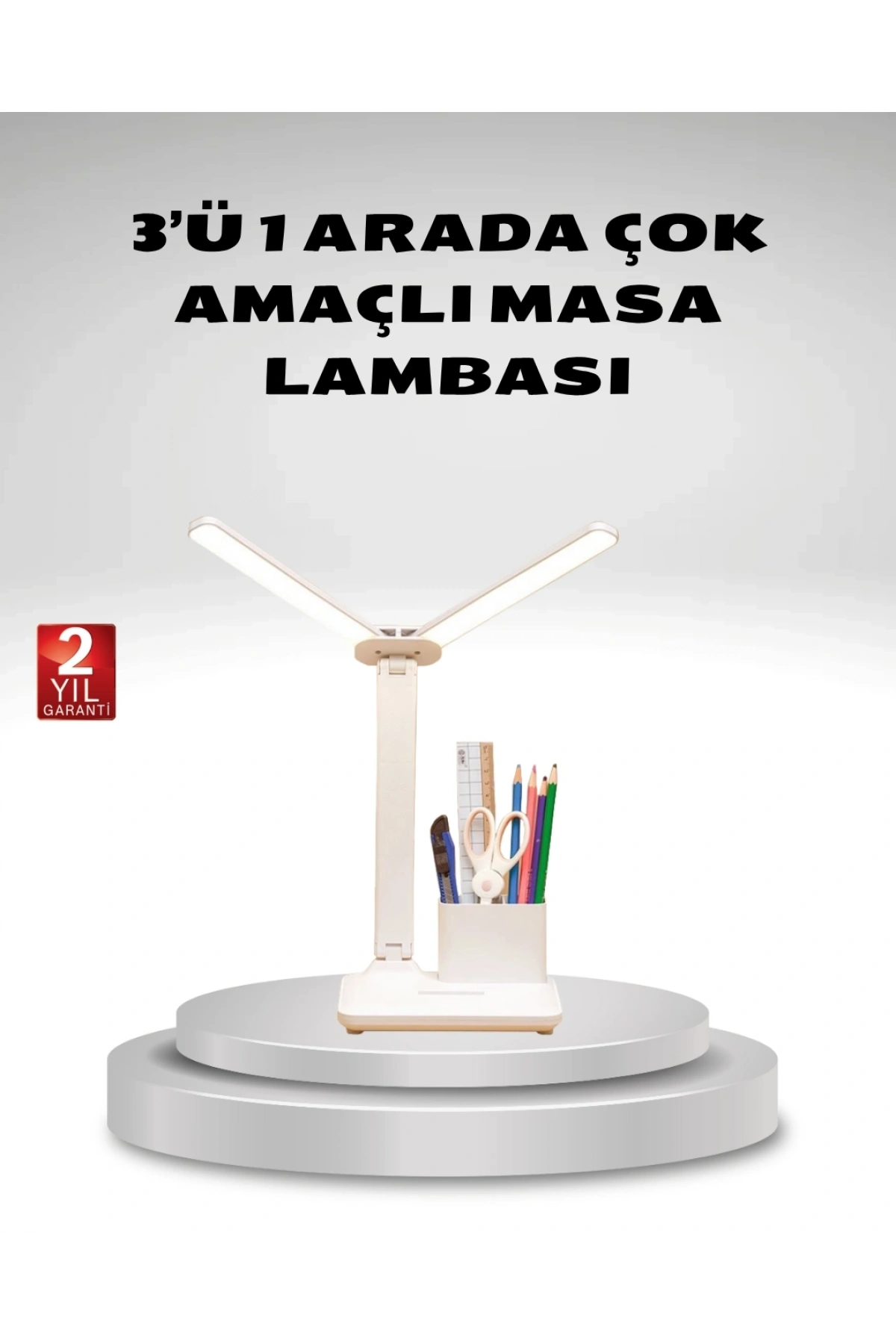 Kısılabilir LED Masa Lambası – Kalemlik ve Telefon Standlı, Göz Yormayan Işık