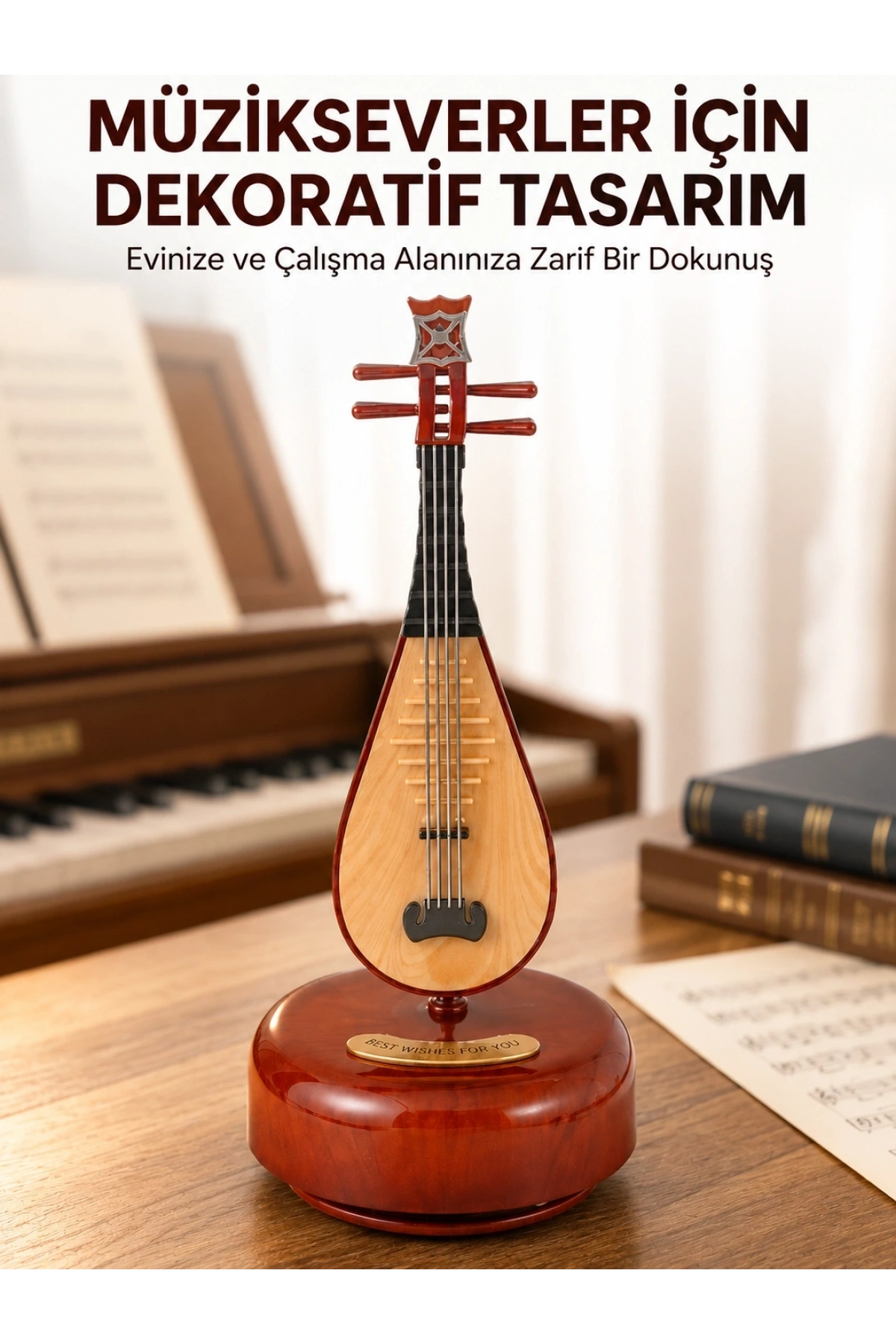 Klasik Ud Figürlü Melodili Müzik Kutusu Şık Hediyelik