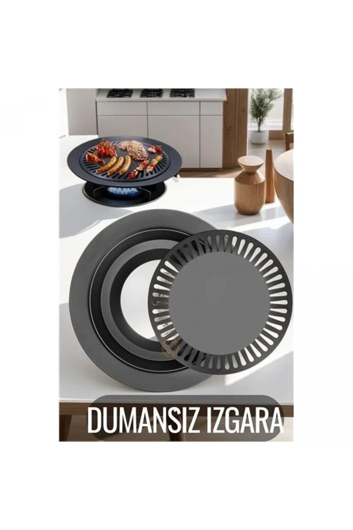 Kokusuz Dumansız Izgara Su Hazneli Ocak Üstü Grill