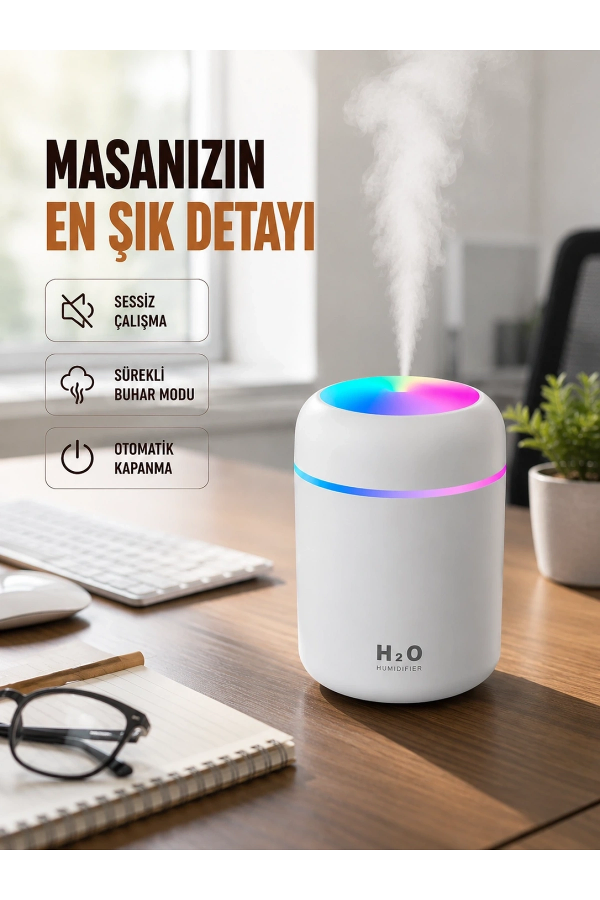Kompakt Boyutlu Nemlendirici – 30-45ml/h Buhar Kapasiteli