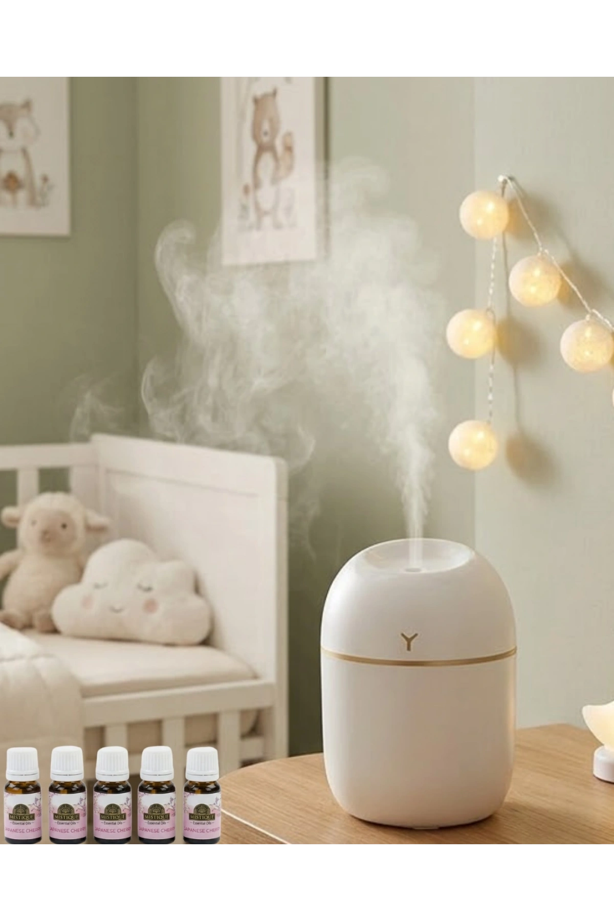 Kompakt Mini Hava Nemlendirici 5 Esans Hediyeli LED Işıklı USB Aromaterapi Cihazı