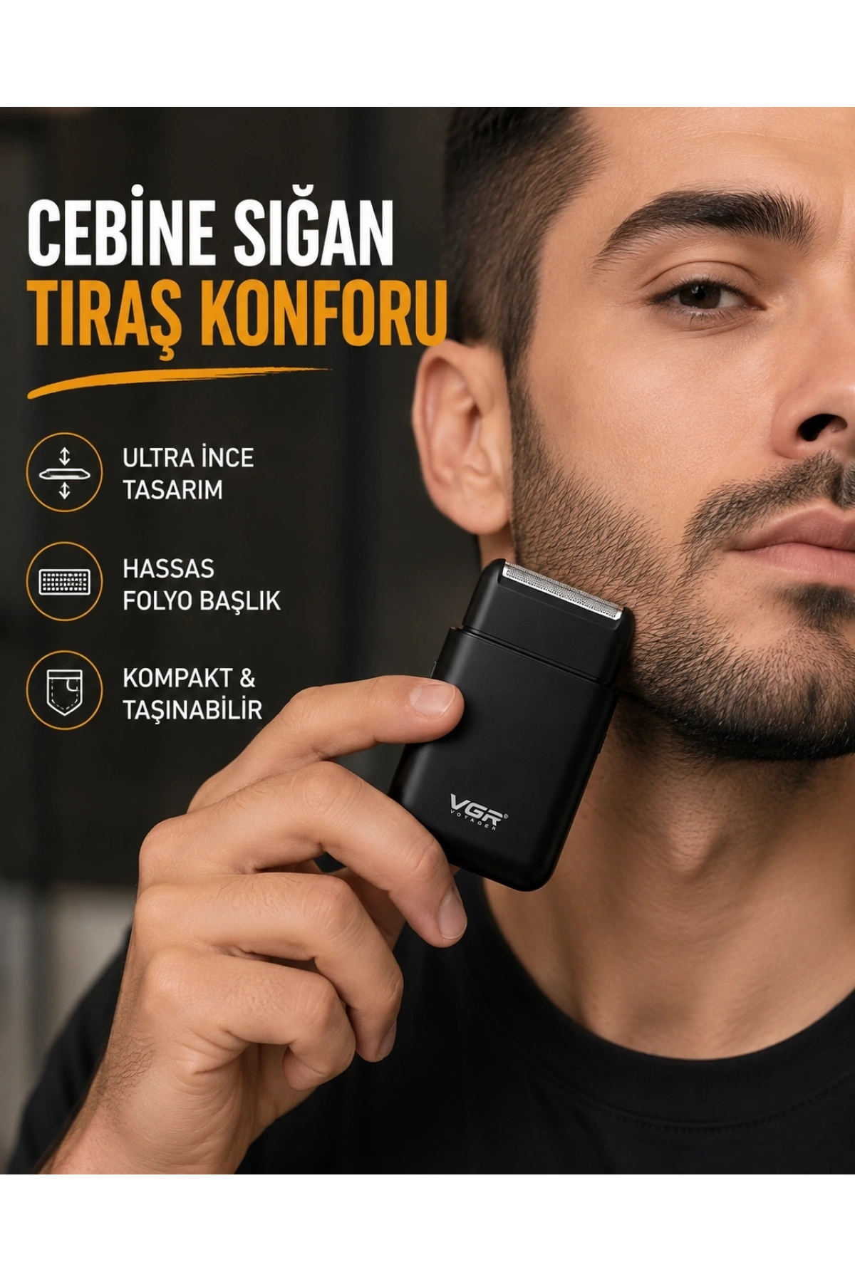 Kompakt Şarjlı Tıraş Makinesi Çift Yönlü lı 45 Dakika Kullanım Süreli