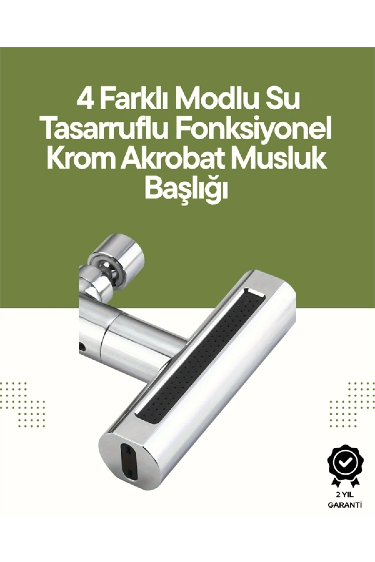Krom Musluk Başlığı | 4ü 1 Arada Su Çıkışı | Kolay Montajlı