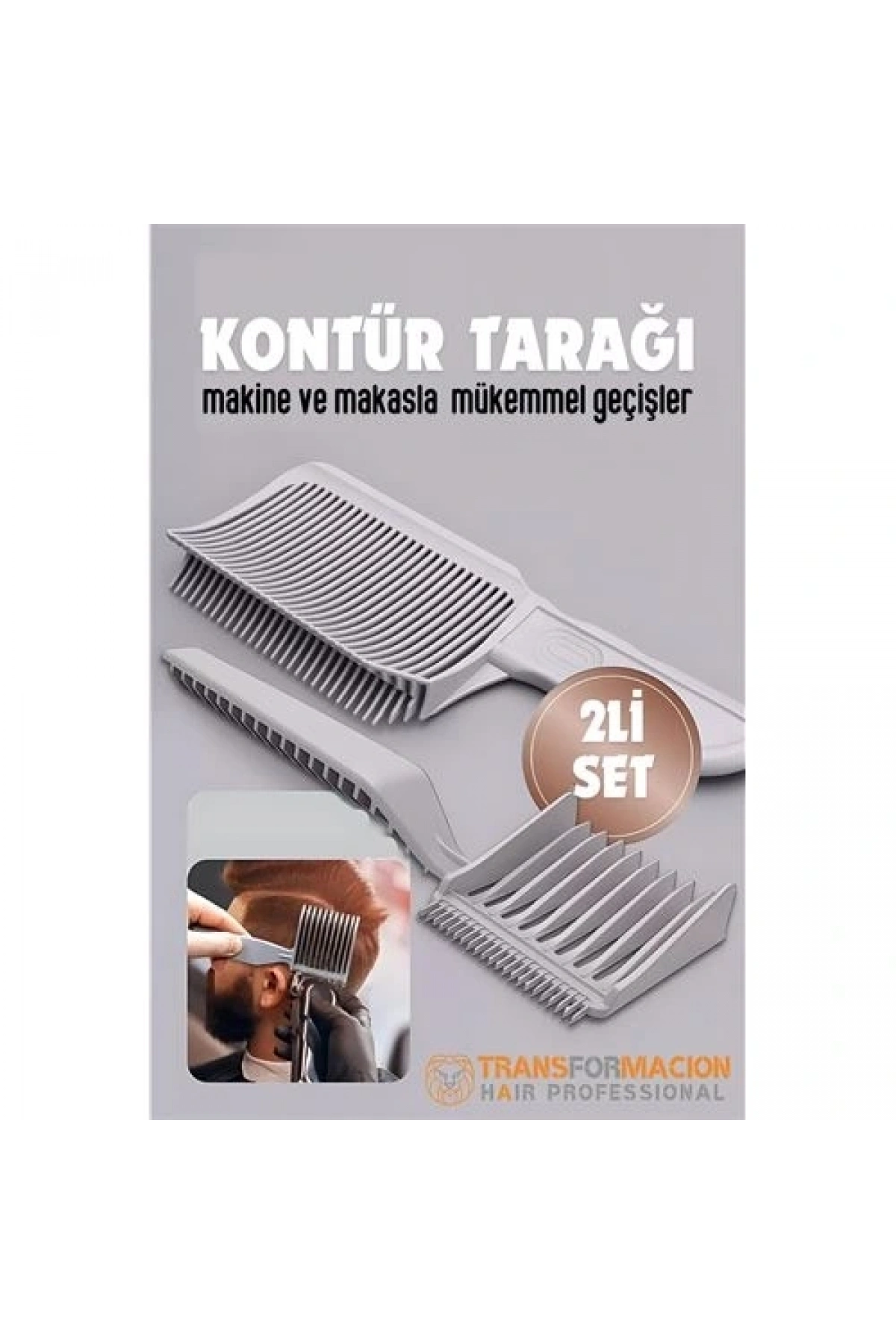 Kuaför Berber Kavisli Kontur Kesim Tarağı 2 li SET