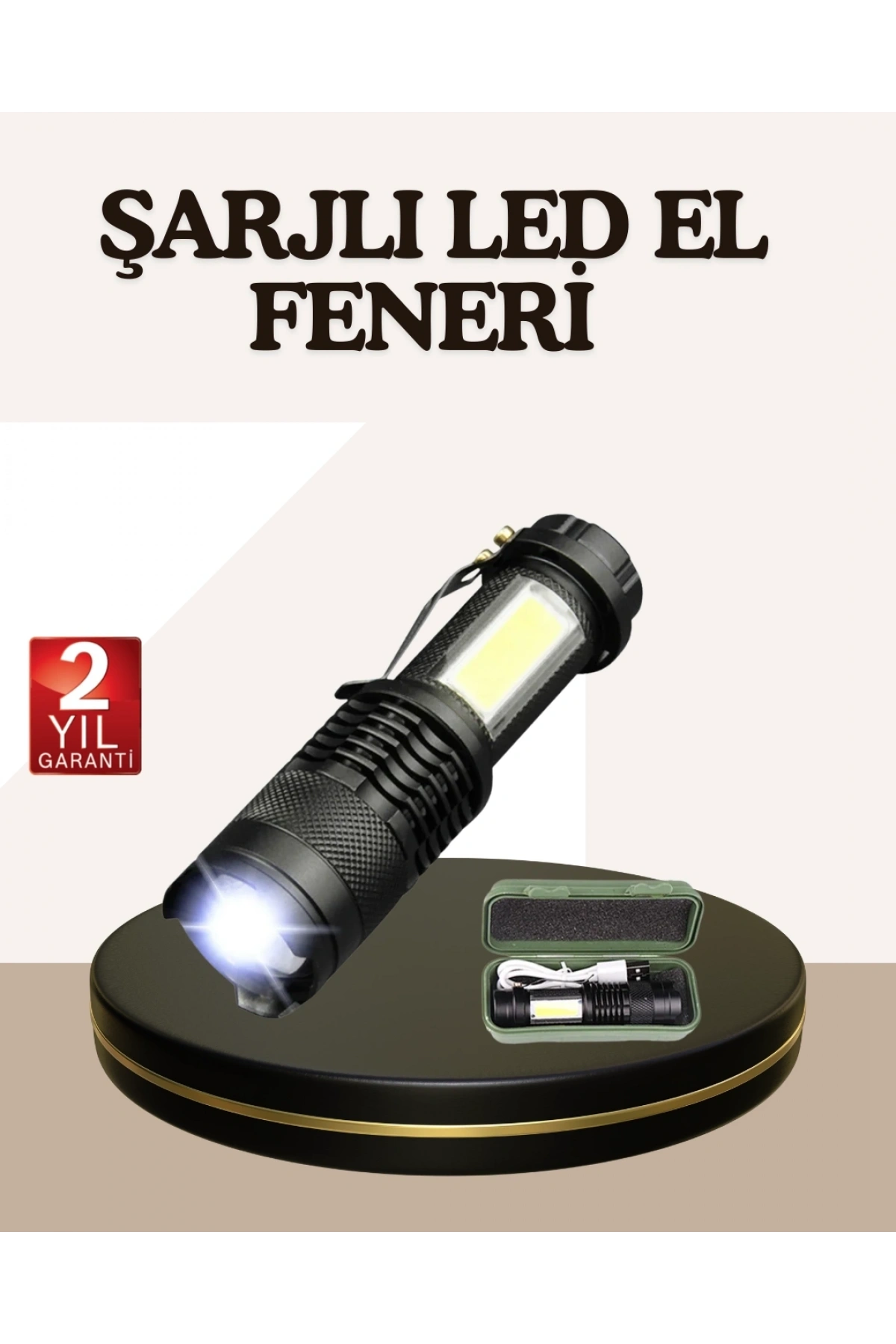 Küçük Boy Şarjlı LED El Feneri Taşınabilir Klipsli