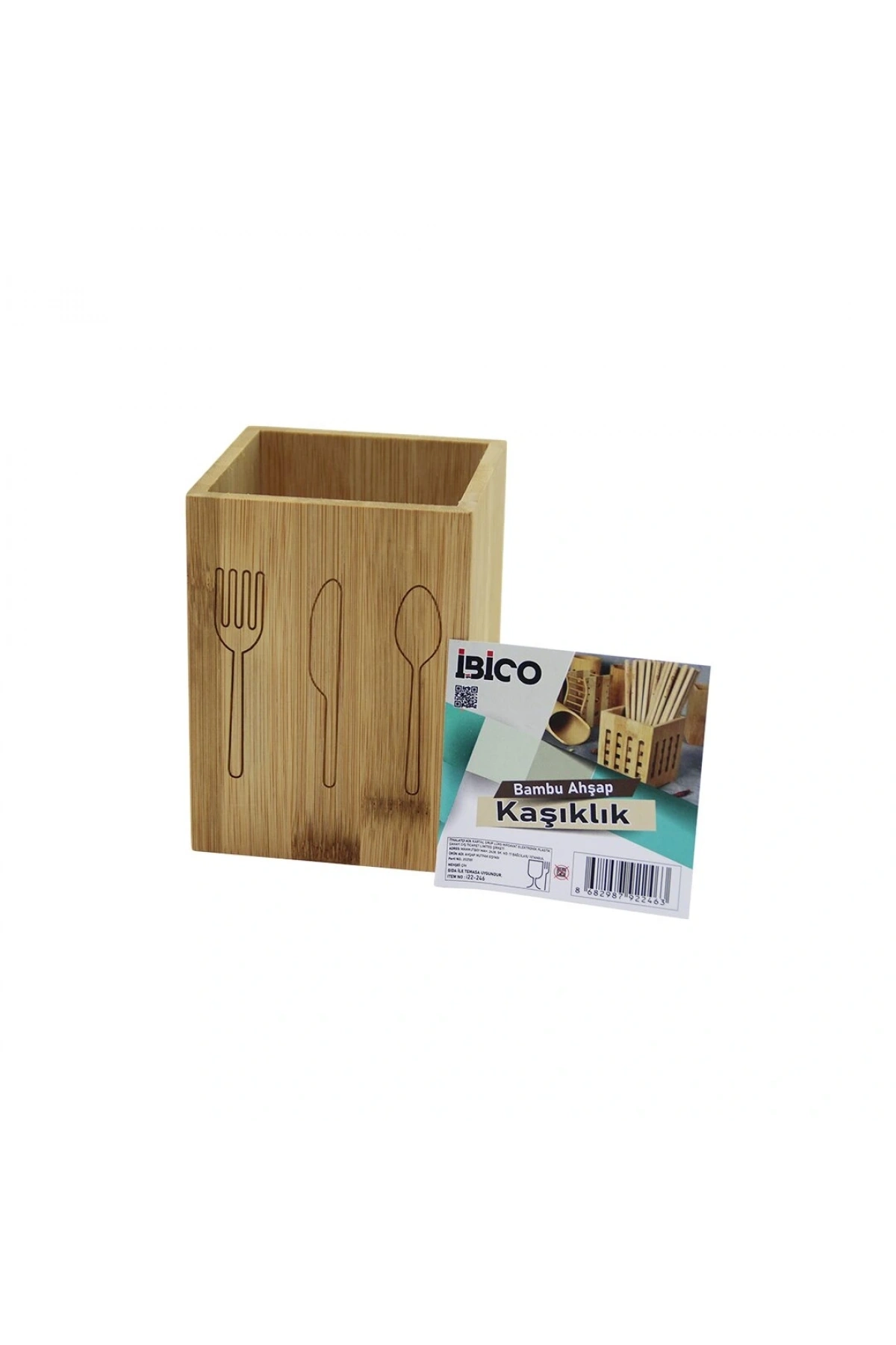 KÜÇÜK  KARE=9X9CM  AHŞAP BAMBU KAŞIKLIK ORGANİZER (5047)