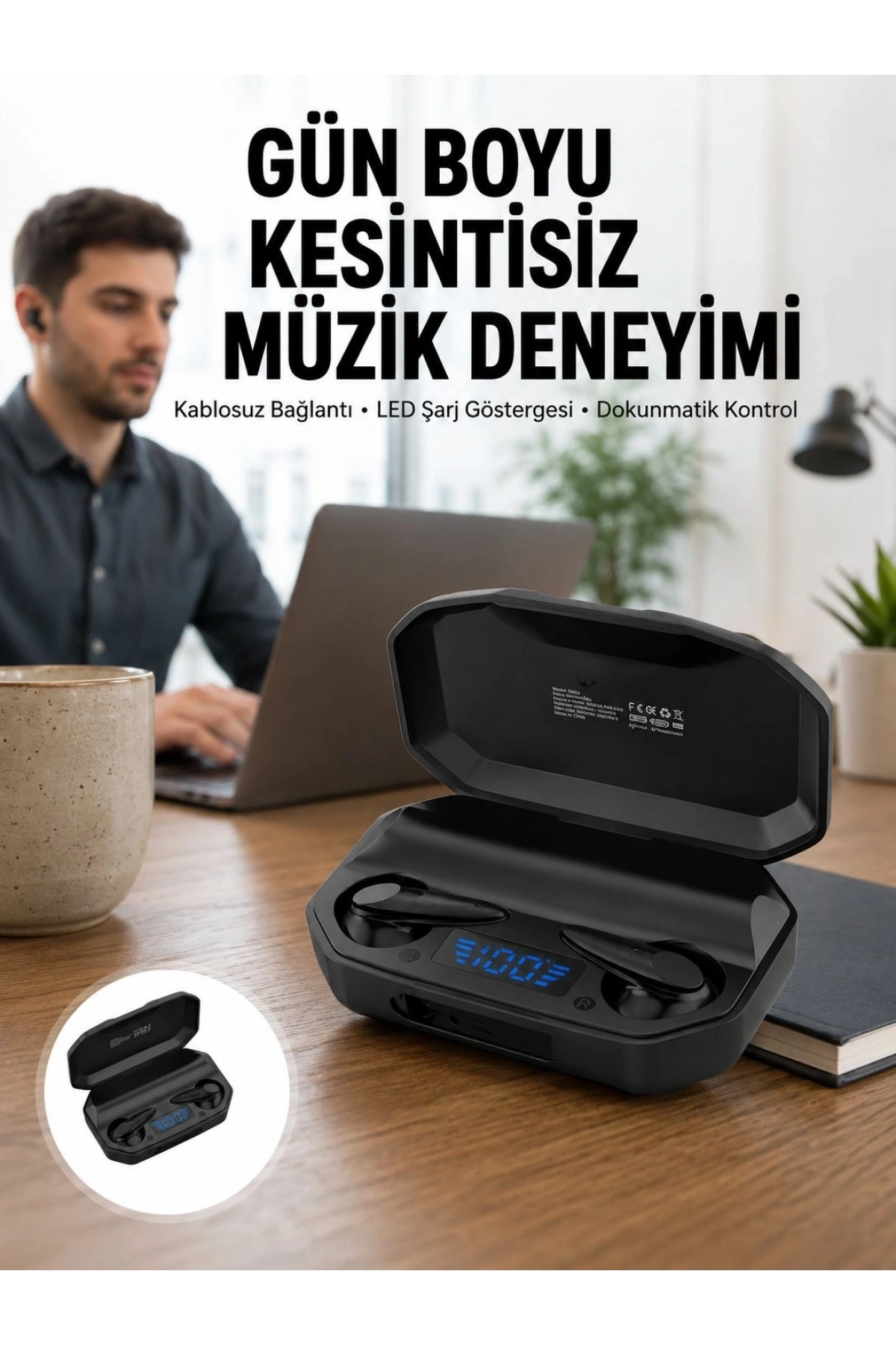 Kulaklık Bluetooth 5.2 Kablosuz Kulakiçi Rgb Işıklı Çift Mikrofonlu Yeni Nesil