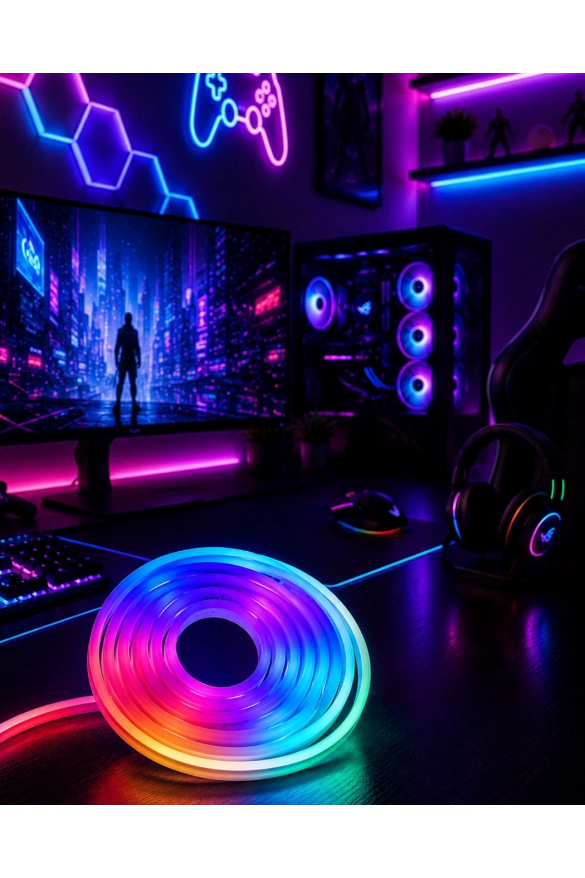 Kumandalı Su Geçirmez RGB Led Şerit Işık Müzik Senkronlu Neon Led