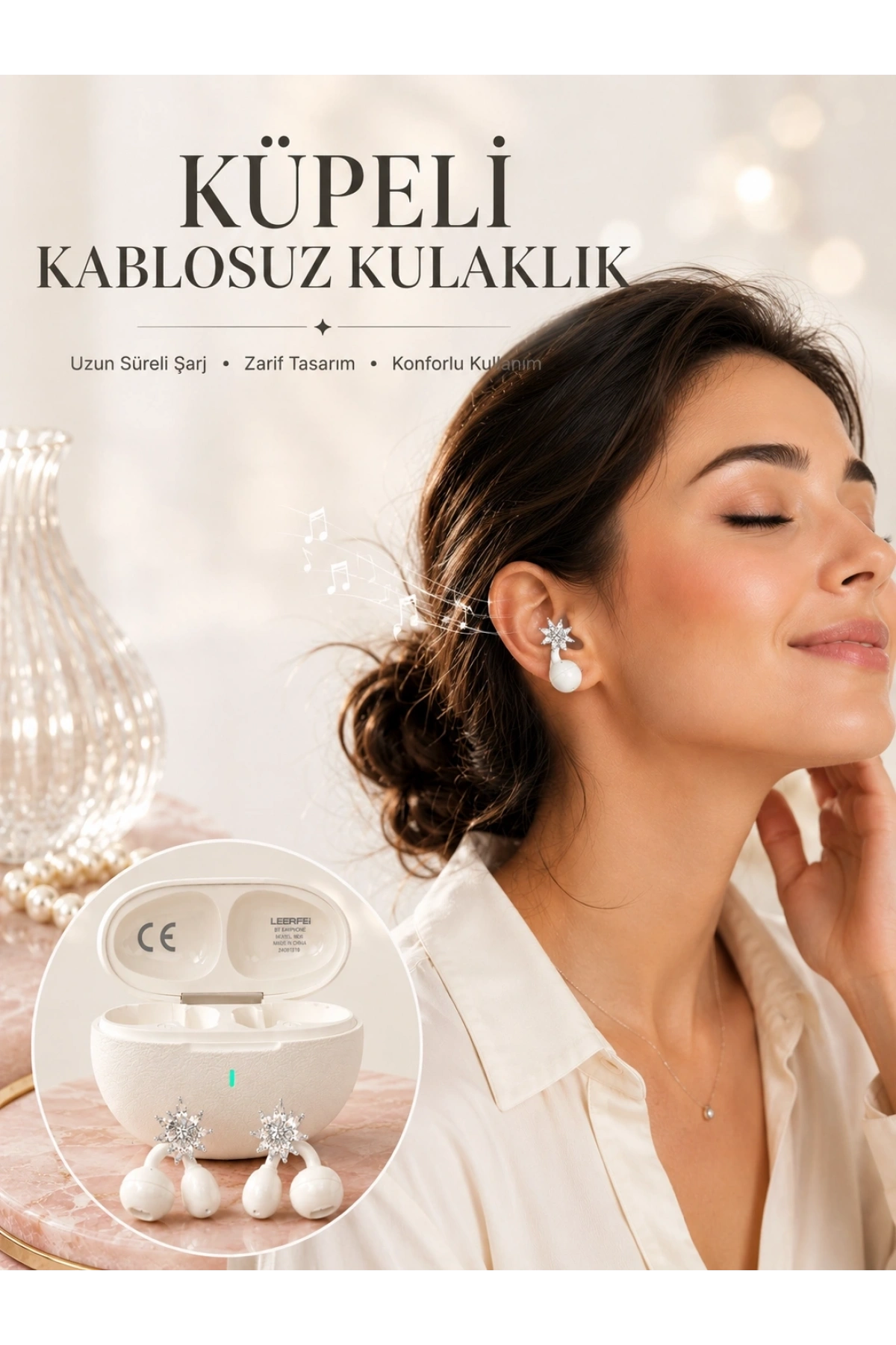 Küpeli Kablosuz Kulaklık Yeni Nesil Bluetooth Teknolojisi