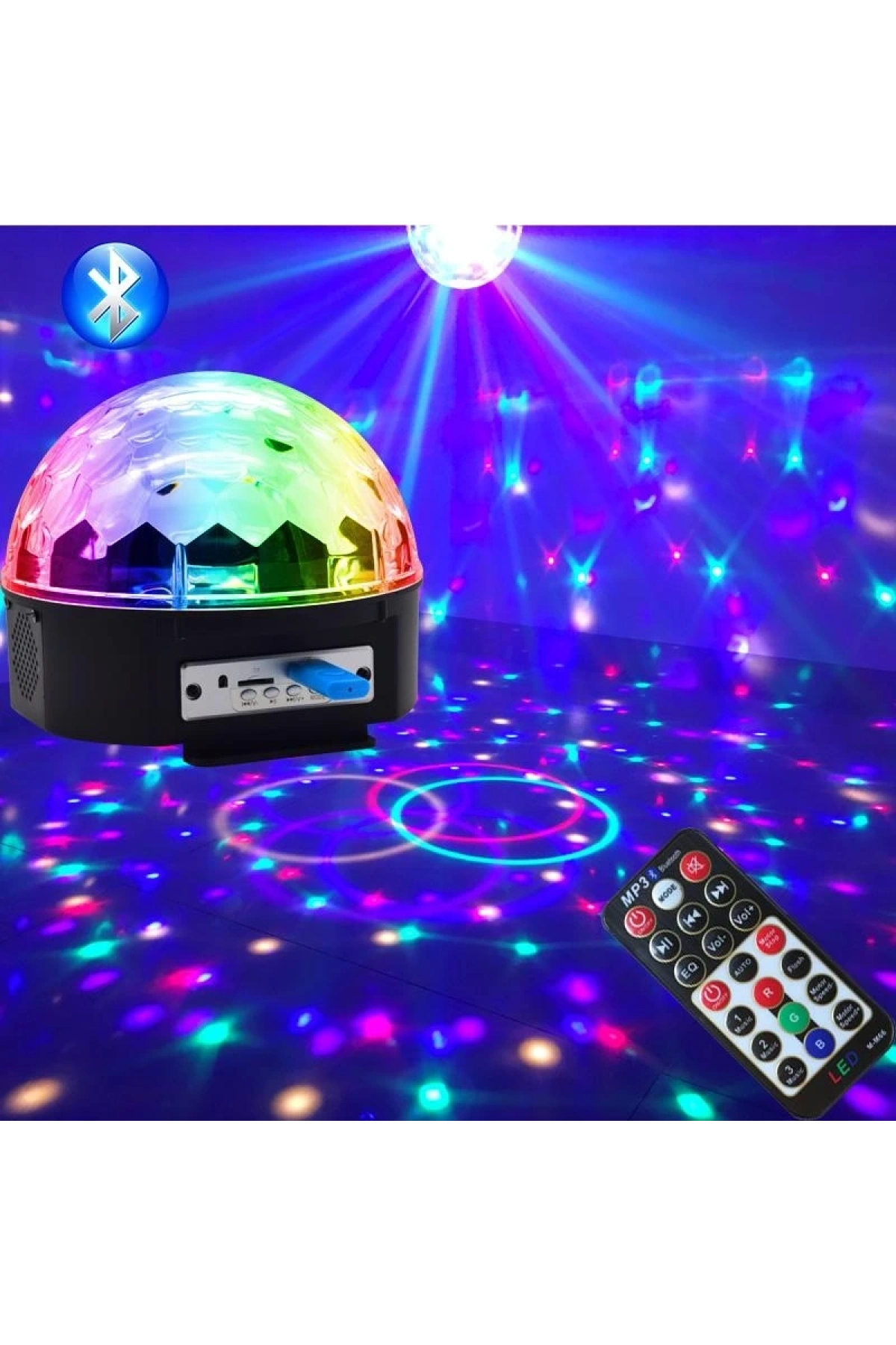 Küre Disko Topu Müzik Çalar Renkli Lazer Işıklı Bluetooth (5047)