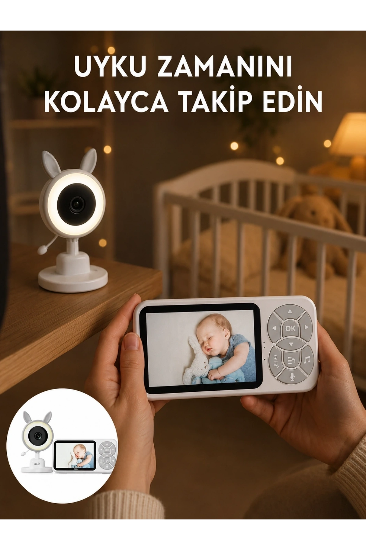 LCD Ekranlı Bebek İzleme Kamerası Ninnili Gece Görüşlü Güvenlik Sistemi