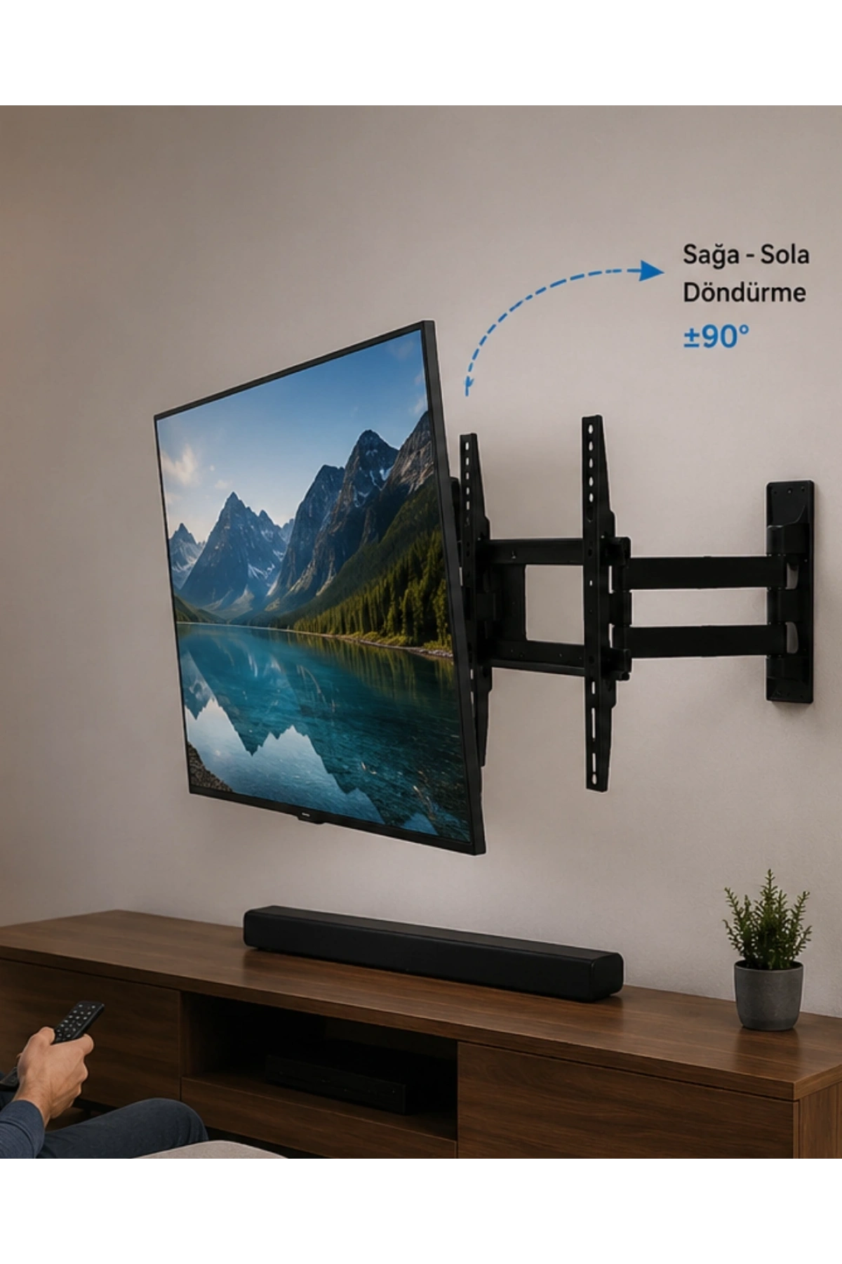 LCD LED TV Duvar Aparatı Çift Kollu Hareketli Askı Sistemi