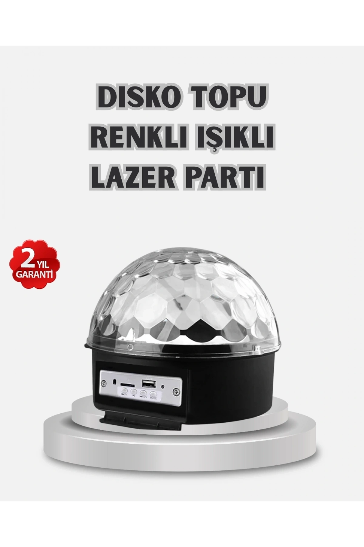 LED Disko Küresi Bluetooth Hoparlörlü Ritimle Senkronize Döner Işıklı
