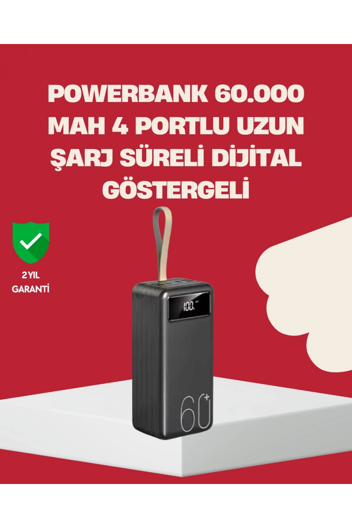 LED Ekranlı Çok Fonksiyonlu Taşınabilir Şarj Ünitesi Powerbank
