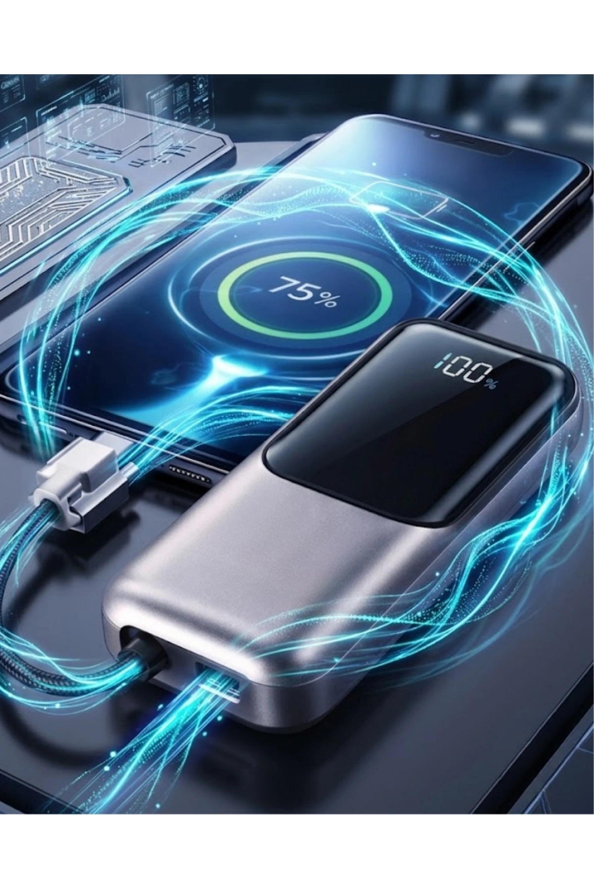 LED Ekranlı Süper Fast Charge Özellikli Mini Powerbank