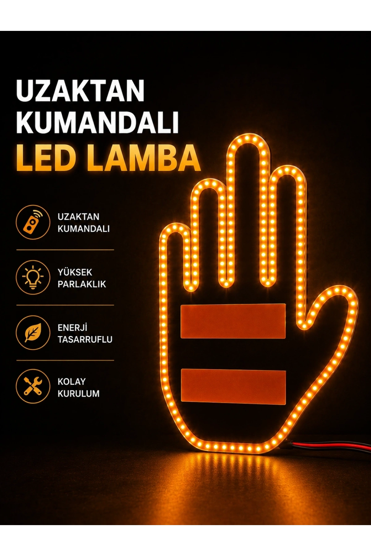 Led Işık El İşareti Araç Camı İçin Uzaktan Kumandalı