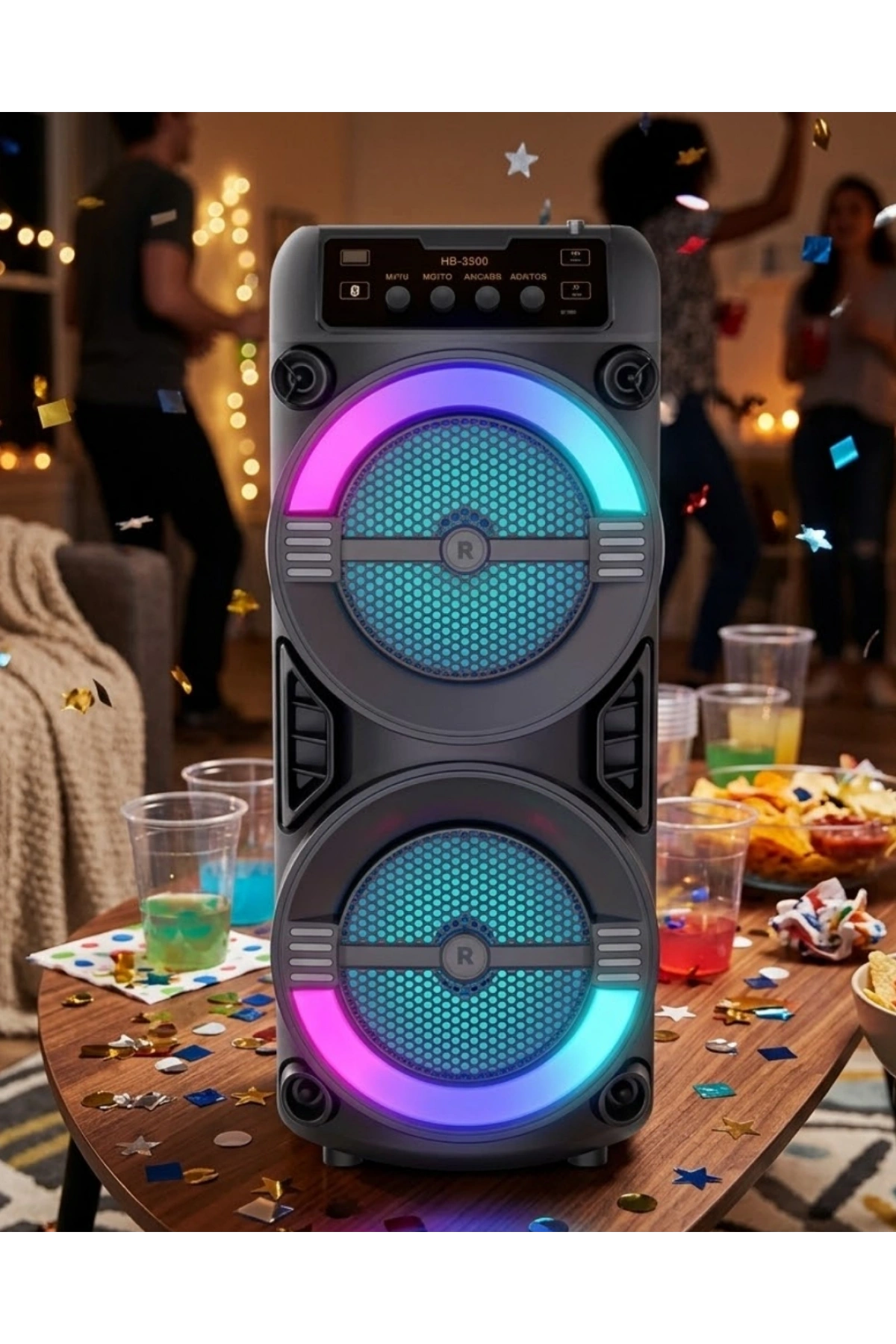 LED Işıklı Kablosuz Bluetooth Hoparlör USB TF Kart Destekli