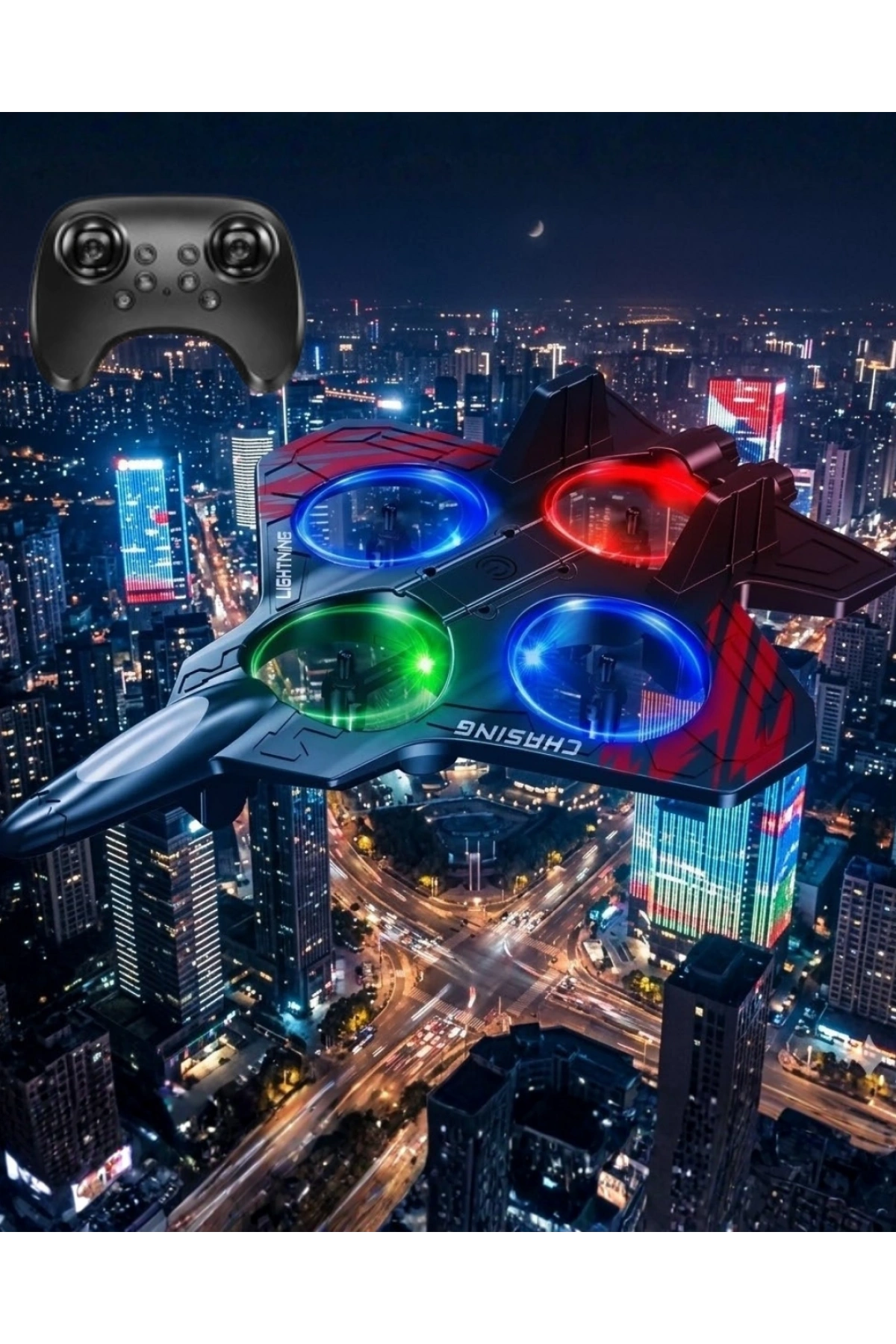 LED Işıklı Oyuncak Drone Fighter Jet Tasarımlı Uzaktan Kumandalı Uçak