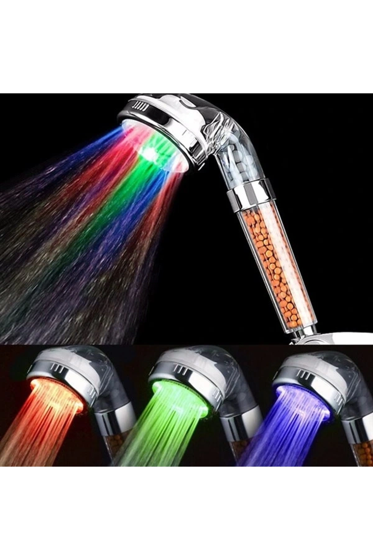 Led Işıklı Su Tasarruflu Banyo Duş Başlığı (5047)