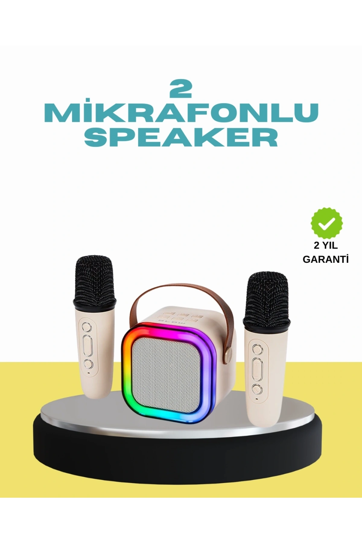LED Işıklı Taşınabilir Karaoke Hoparlör – USB & AUX Girişli