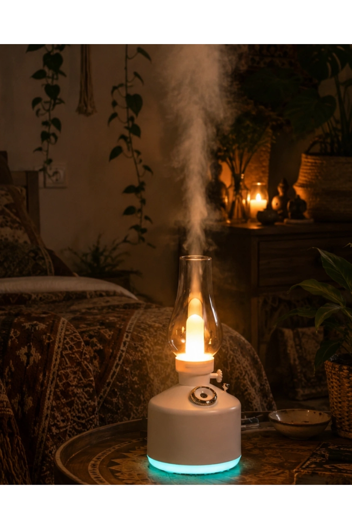 LED Işıklı Vintage Hava Nemlendirici Aromaterapi Difüzörü USB Şarjlı