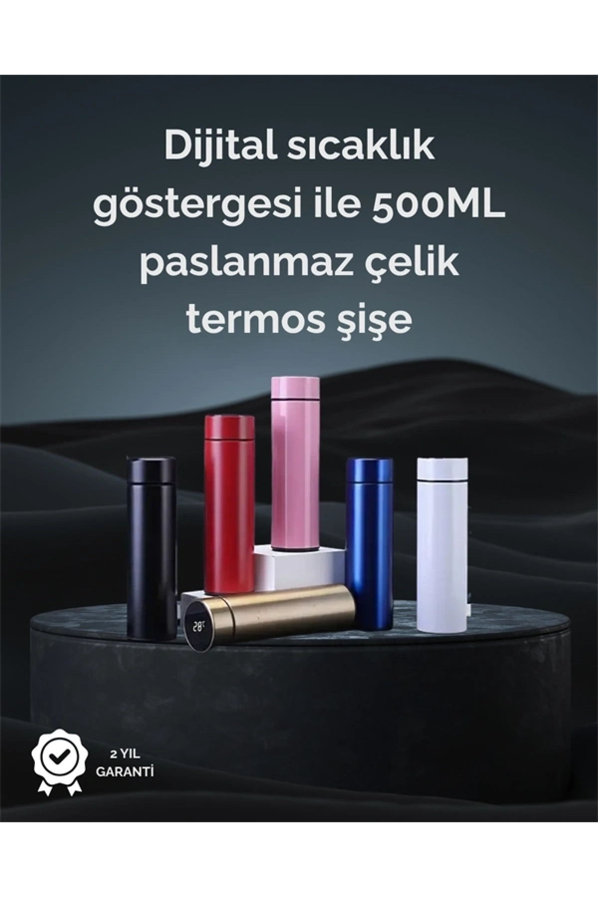 LED Sıcaklık Ölçerli 250 ml Yalıtımlı Termos Şişe