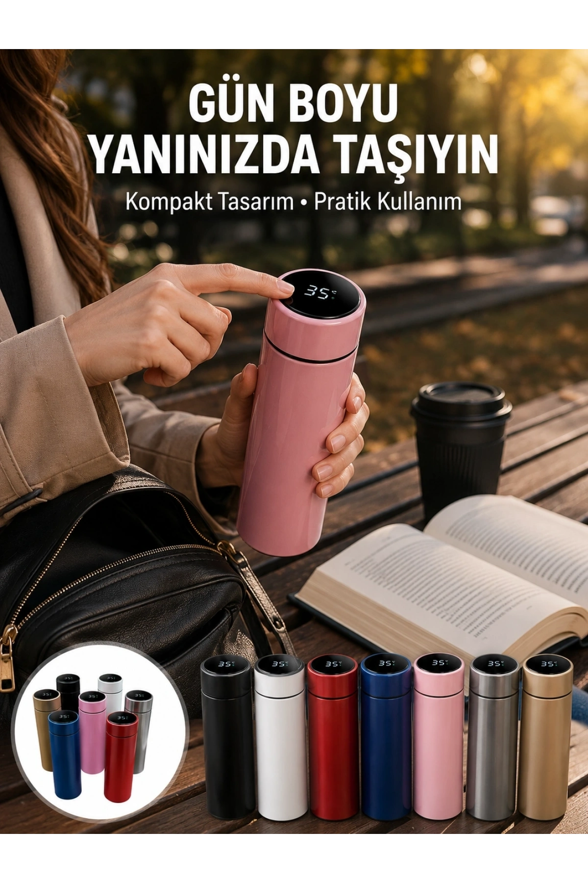 LED Sıcaklık Ölçerli 250 ml Yalıtımlı Termos Şişe Yeni Nesil