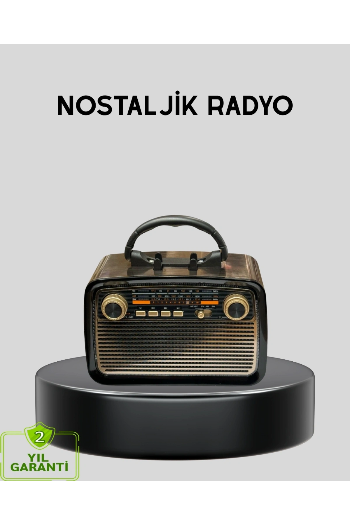 LED’li Nostaljik Bluetooth Hoparlör – Vintage Tasarım, Ahşap Doku