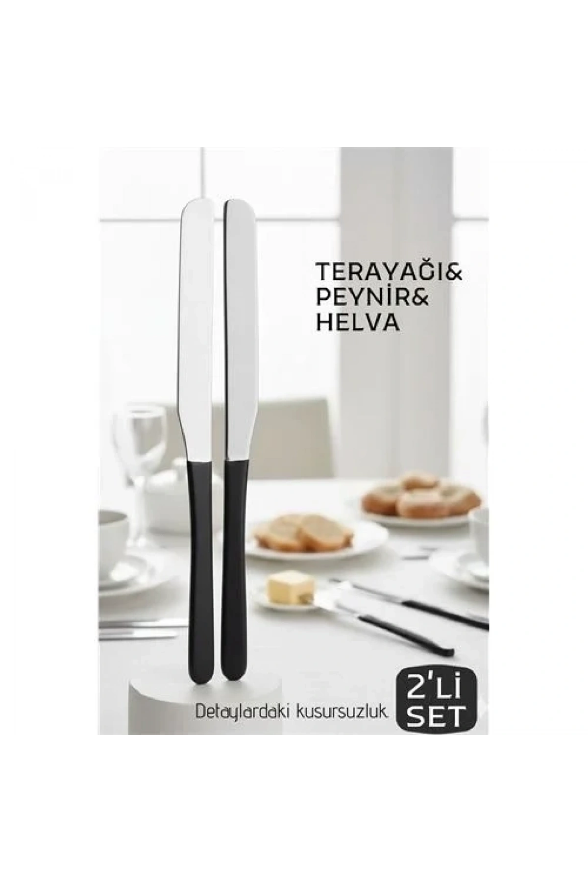 Lüks Seri 2li Tereyağı Ve Peynir Bıçağı Seti - Paslanmaz Çelik & Ergonomik Silikon Saplı 16 Cm 719999